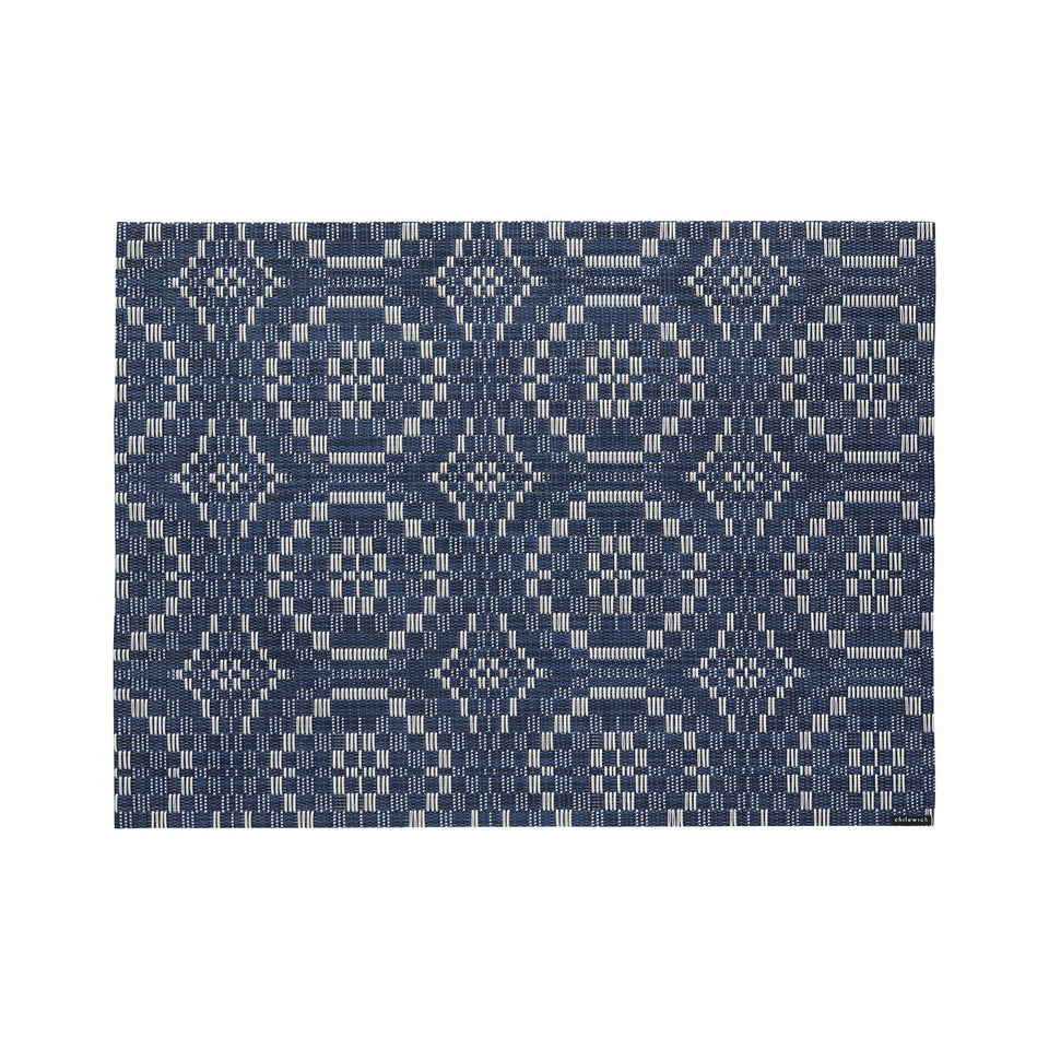 Chilewich Overshot in Denim, rectangle on a white background