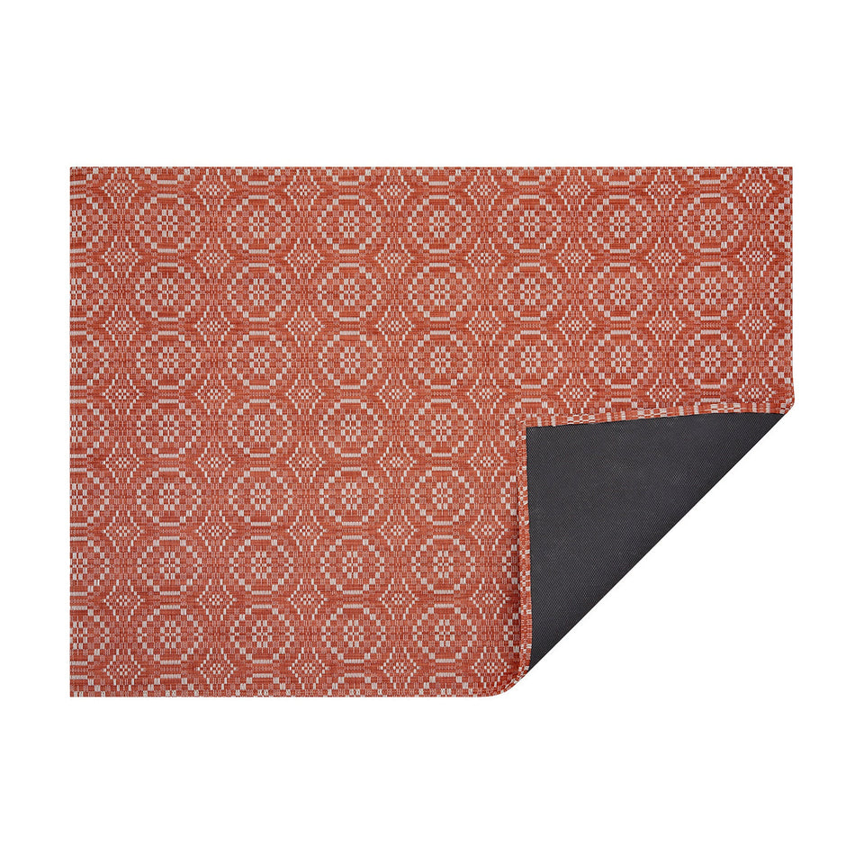 Paprika Overshot woven floor mat by Chilewich, horizontal folded-corner view
