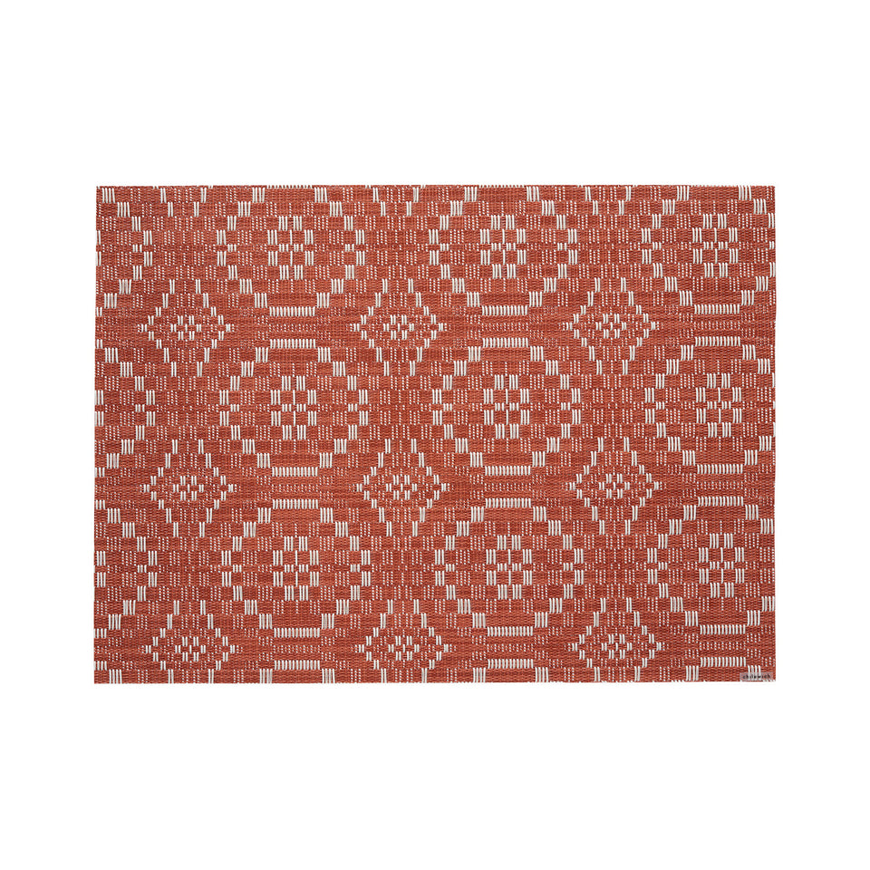Chilewich Overshot in Paprika, rectangle on a white background