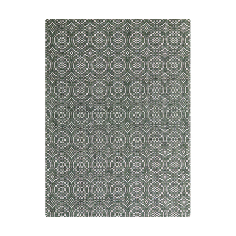 Overshot / Thyme woven floor mat by Chilewich, studio view
