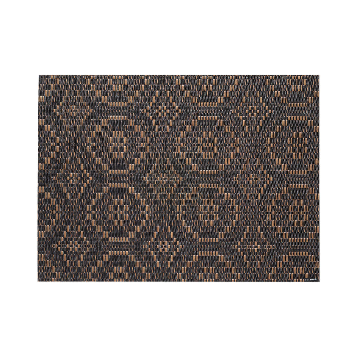 Chilewich Overshot rectangle placemat in Tiger Eye, viewed from above on a white background