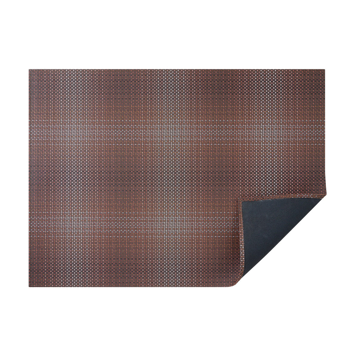 Raisin Parade woven floor mat by Chilewich, horizontal folded-corner view