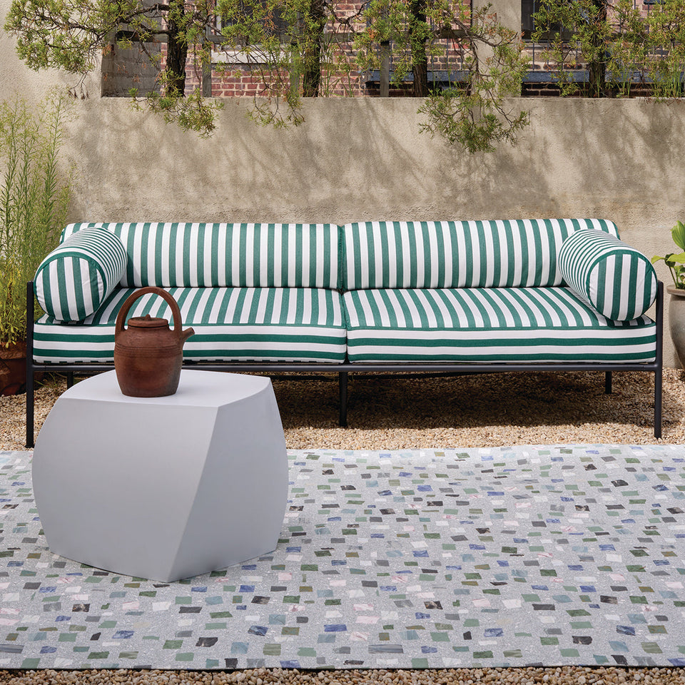 Pietra / Deep Sea woven floor mat by Chilewich, interior setting