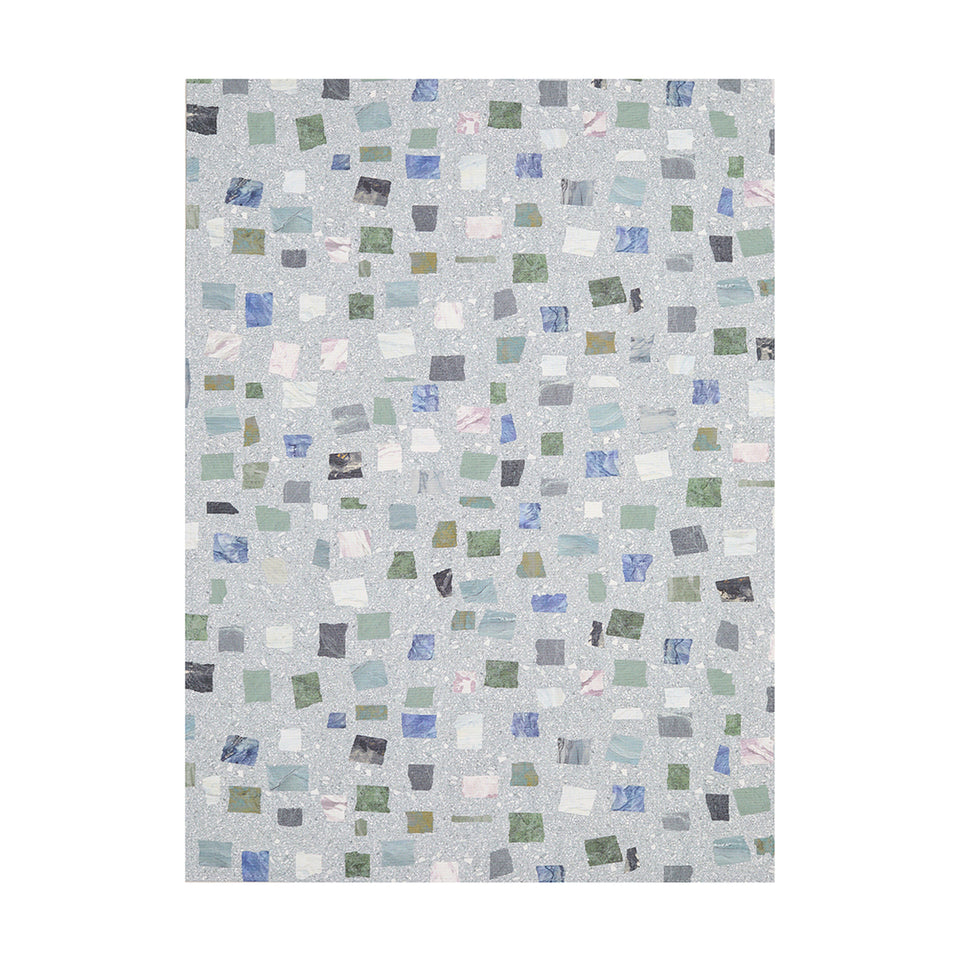 Pietra / Deep Sea woven floor mat by Chilewich, studio view