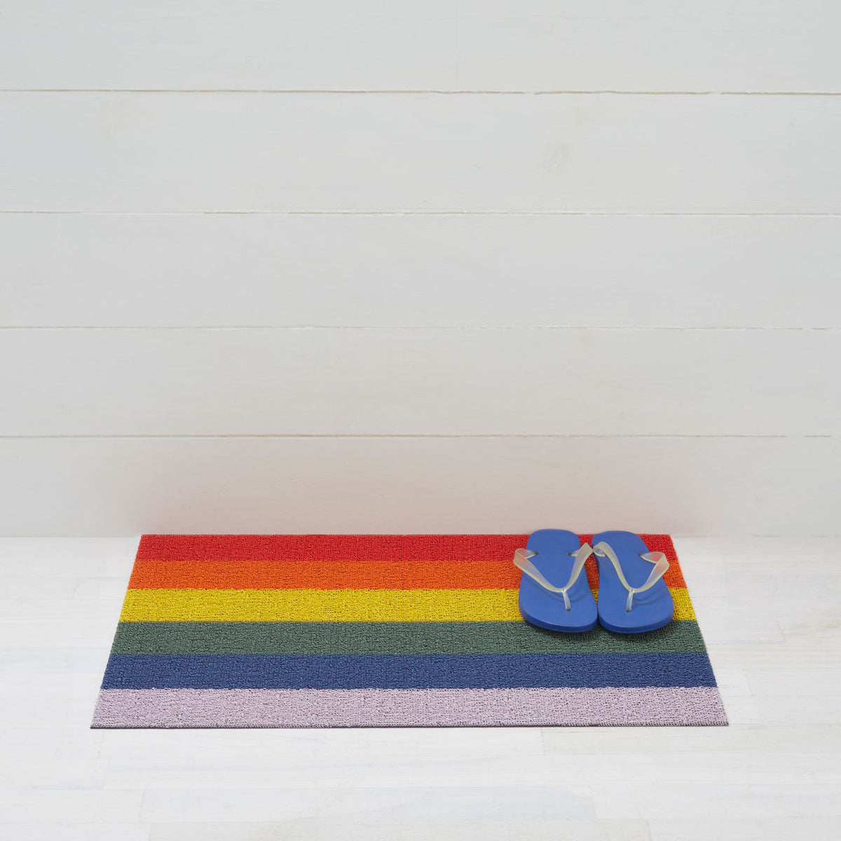 Rainbow Pride Stripe Shag Mat by Chilewich — 18 by 28 inch doormat