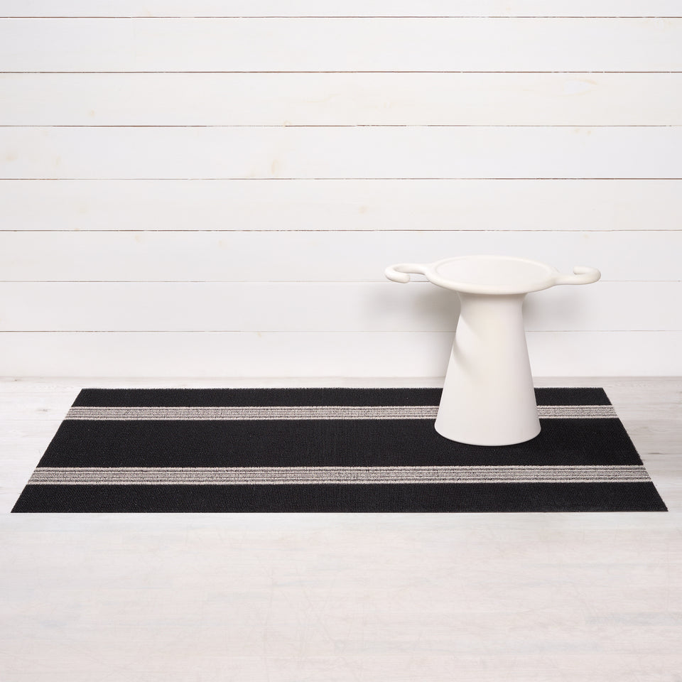 Coal Relay Stripe Shag Mat by Chilewich — 36 by 60 inch big mat