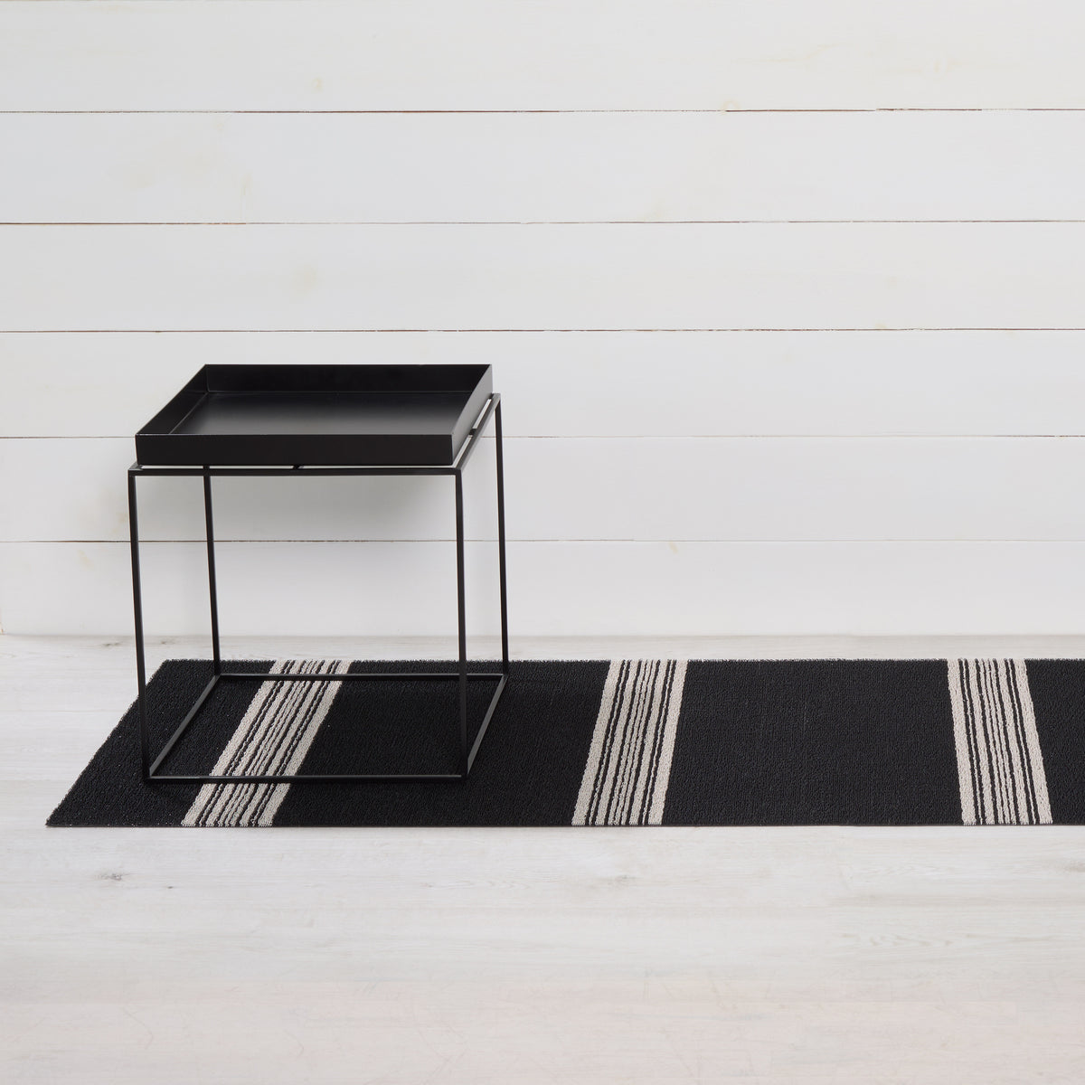Coal Relay Stripe Shag Mat by Chilewich — 24 by 72 inch runner