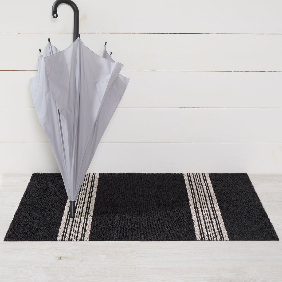Coal Relay Stripe Shag Mat by Chilewich — 24 by 36 inch utility mat