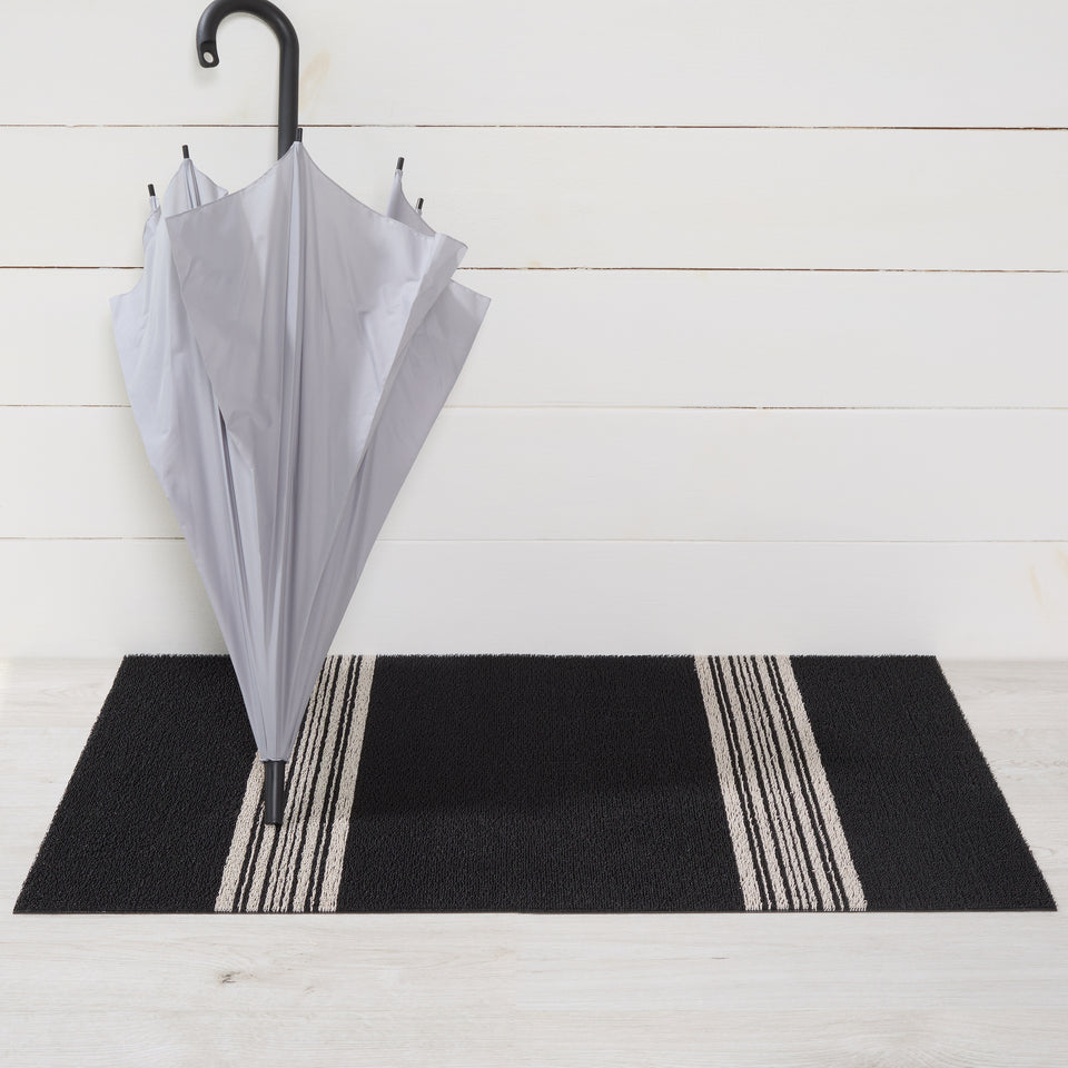Coal Relay Stripe Shag Mat by Chilewich — 24 by 36 inch utility mat