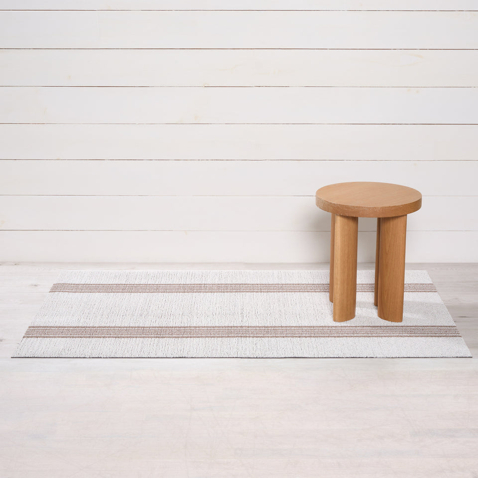 Ivory Relay Stripe Shag Mat by Chilewich — 36 by 60 inch big mat