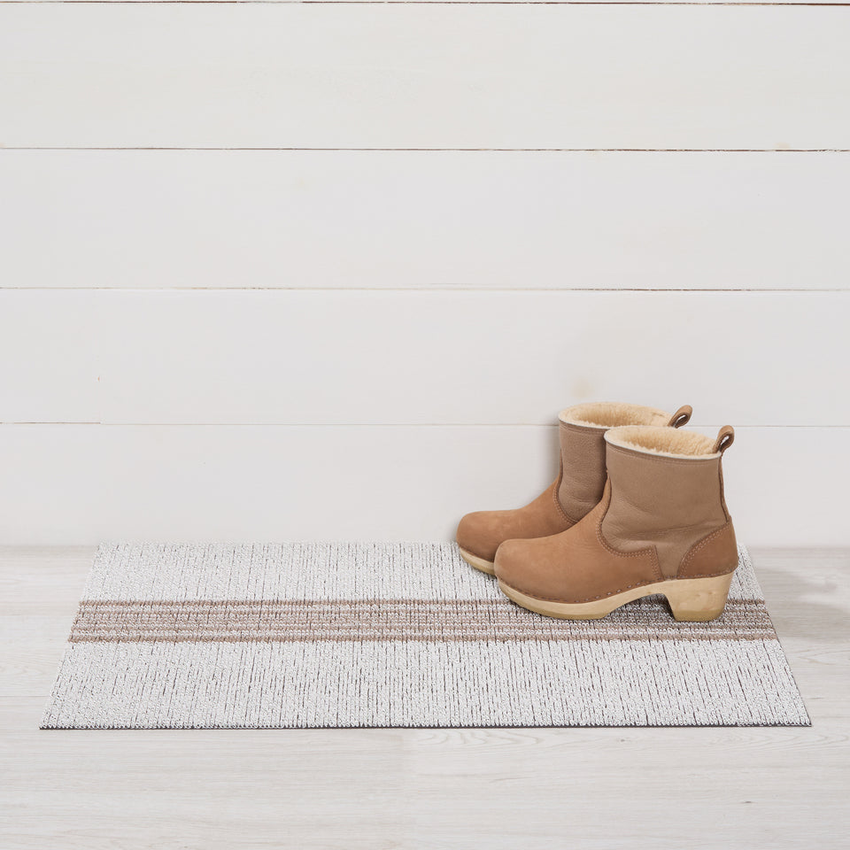 Ivory Relay Stripe Shag Mat by Chilewich — 18 by 28 inch doormat