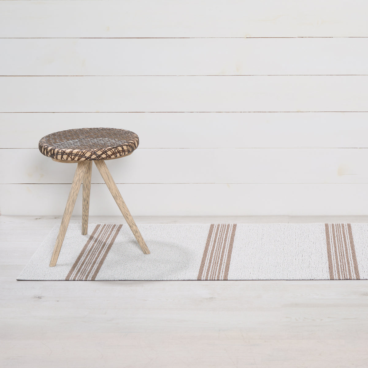 Ivory Relay Stripe Shag Mat by Chilewich — 24 by 72 inch runner