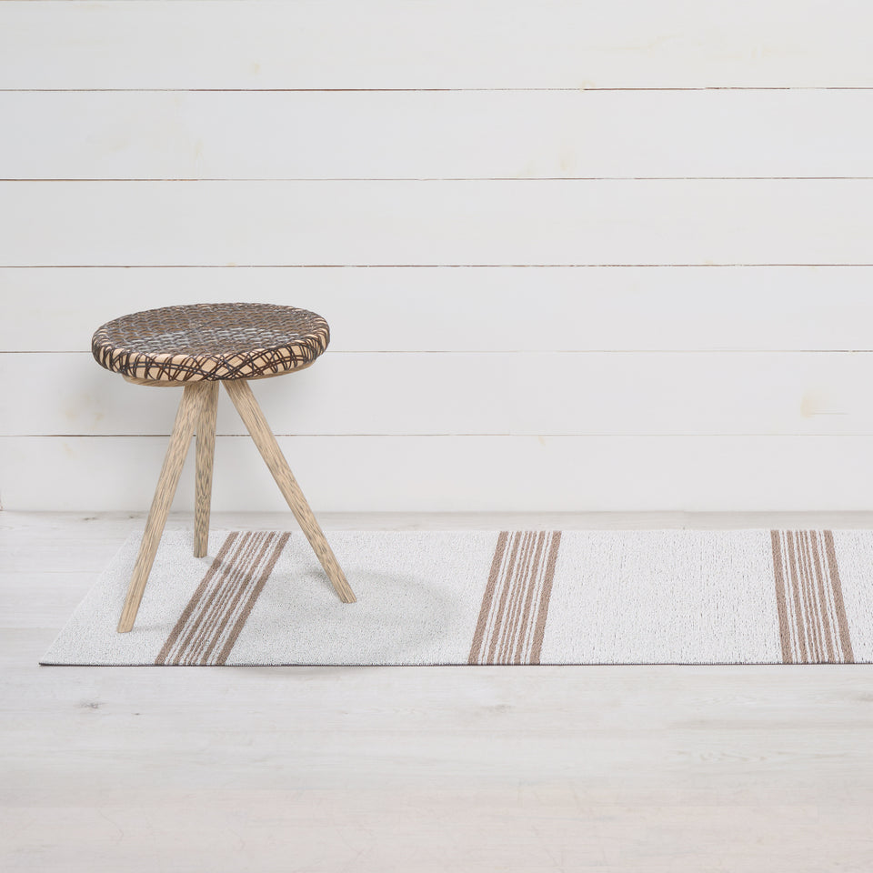 Ivory Relay Stripe Shag Mat by Chilewich — 24 by 72 inch runner