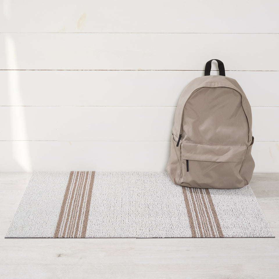 Ivory Relay Stripe Shag Mat by Chilewich — 24 by 36 inch utility mat