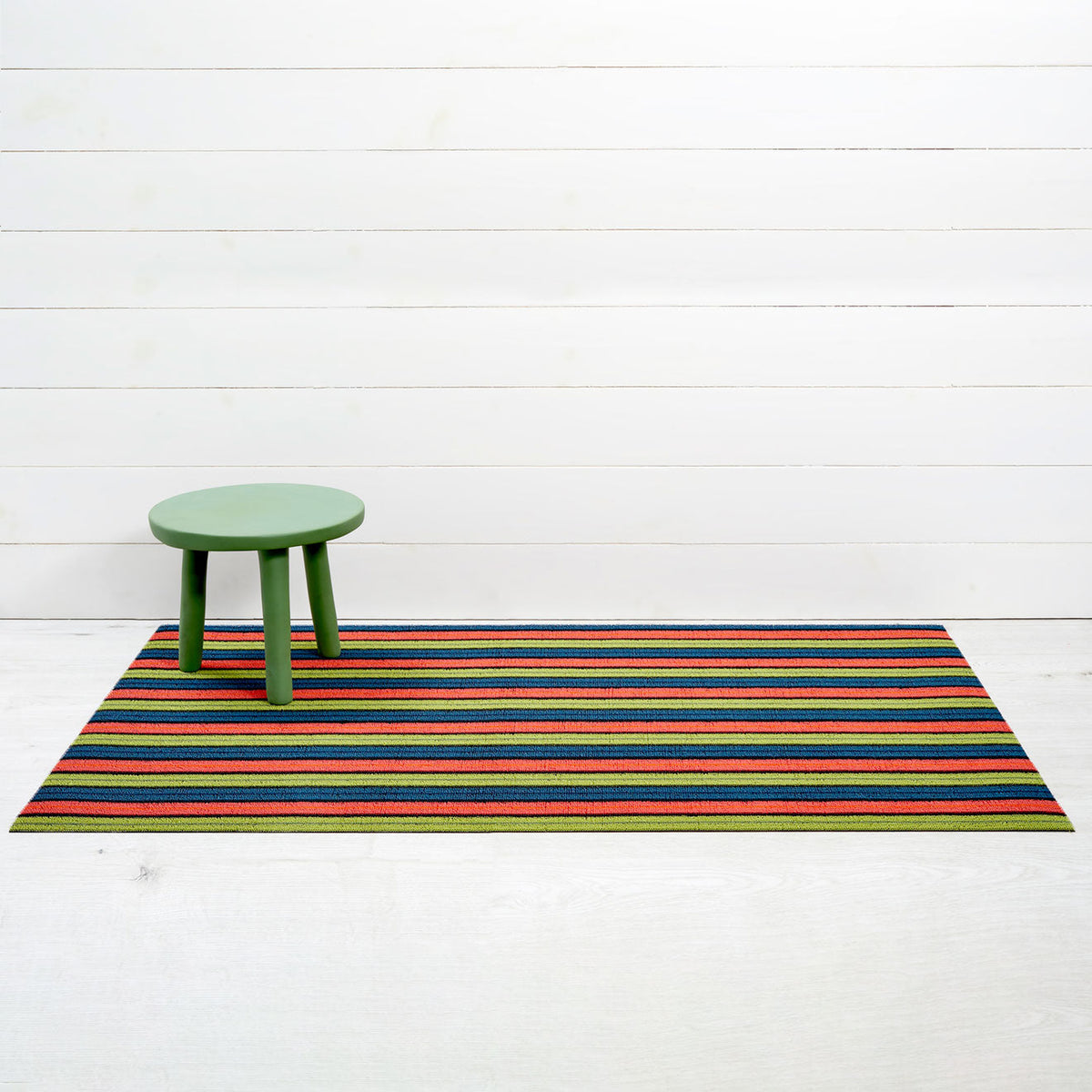 Limelight Ribbon Stripe Shag Mat by Chilewich — 36 by 60 inch big mat