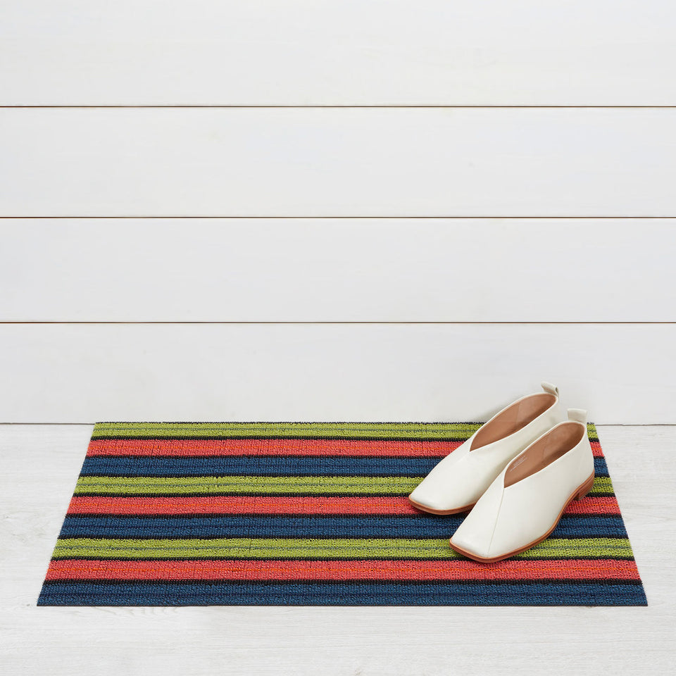Limelight Ribbon Stripe Shag Mat by Chilewich — 18 by 28 inch doormat