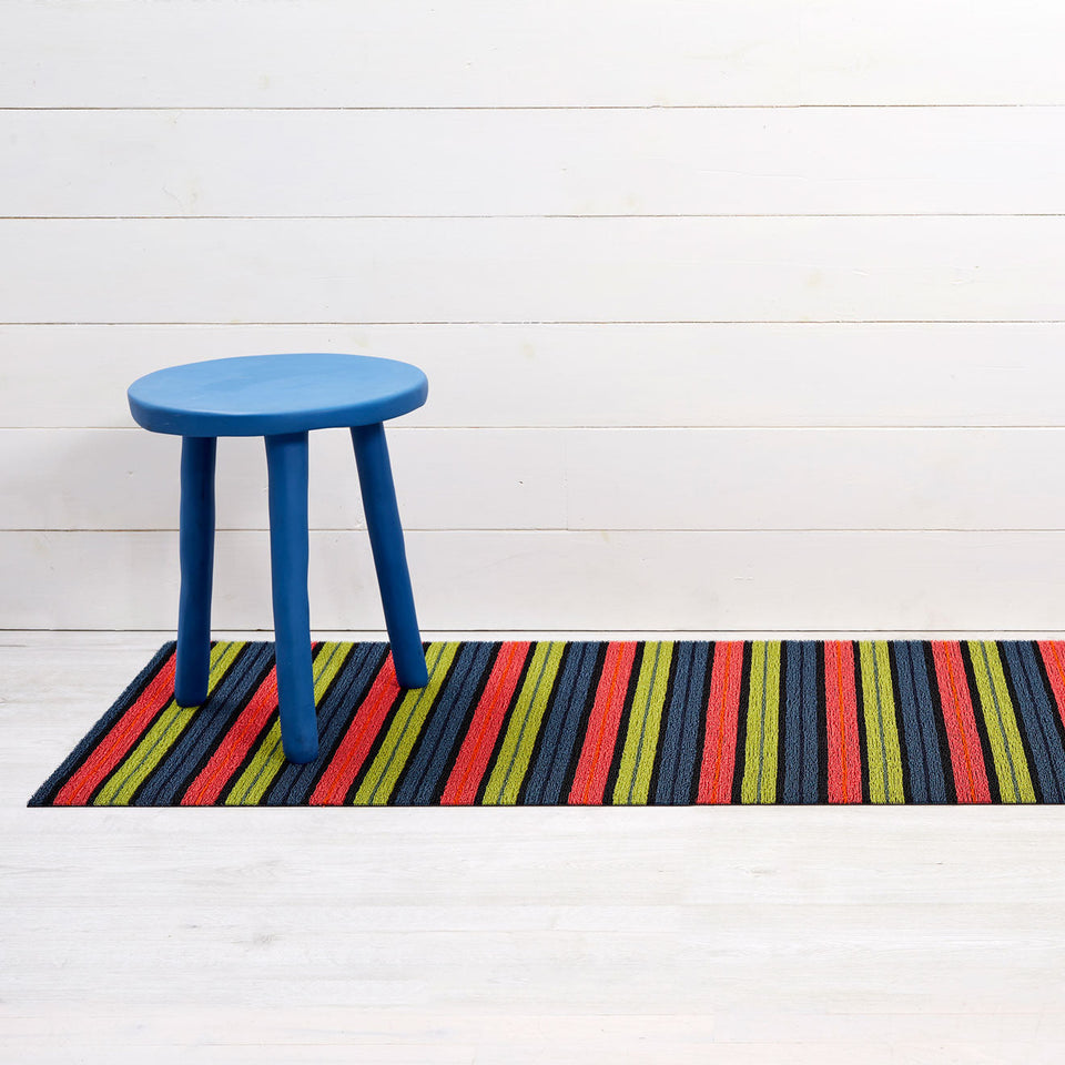 Limelight Ribbon Stripe Shag Mat by Chilewich — 24 by 72 inch runner
