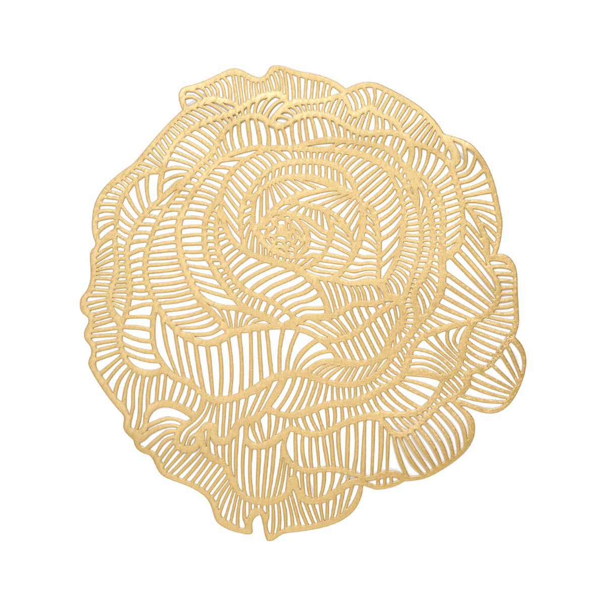 Chilewich Rose round placemat in Brass, viewed from above on a white background