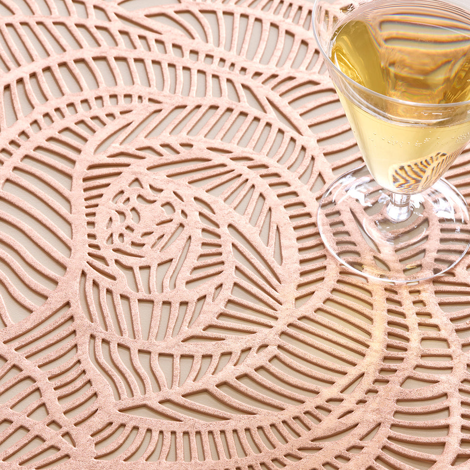 Chilewich Rose in Rose Gold, shown in a styled table setting
