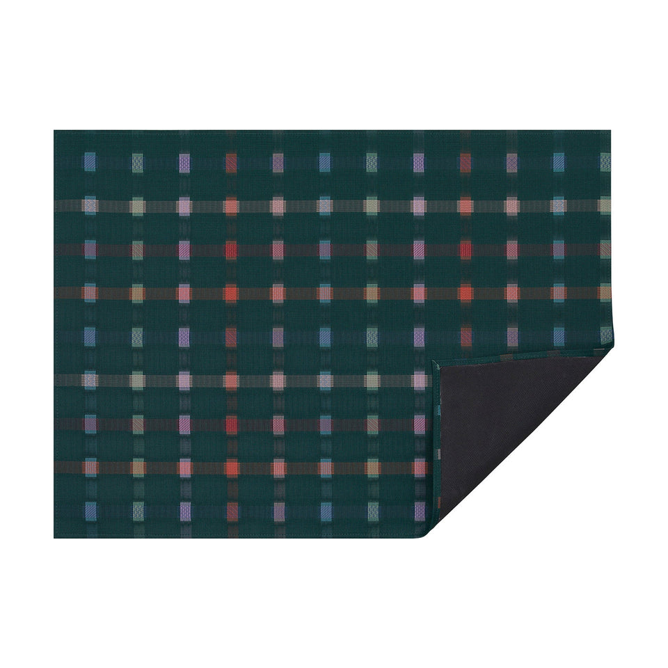 Fir Sampler woven floor mat by Chilewich, horizontal folded-corner view