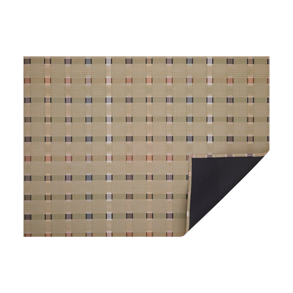 Wheat Sampler woven floor mat by Chilewich, horizontal folded-corner view