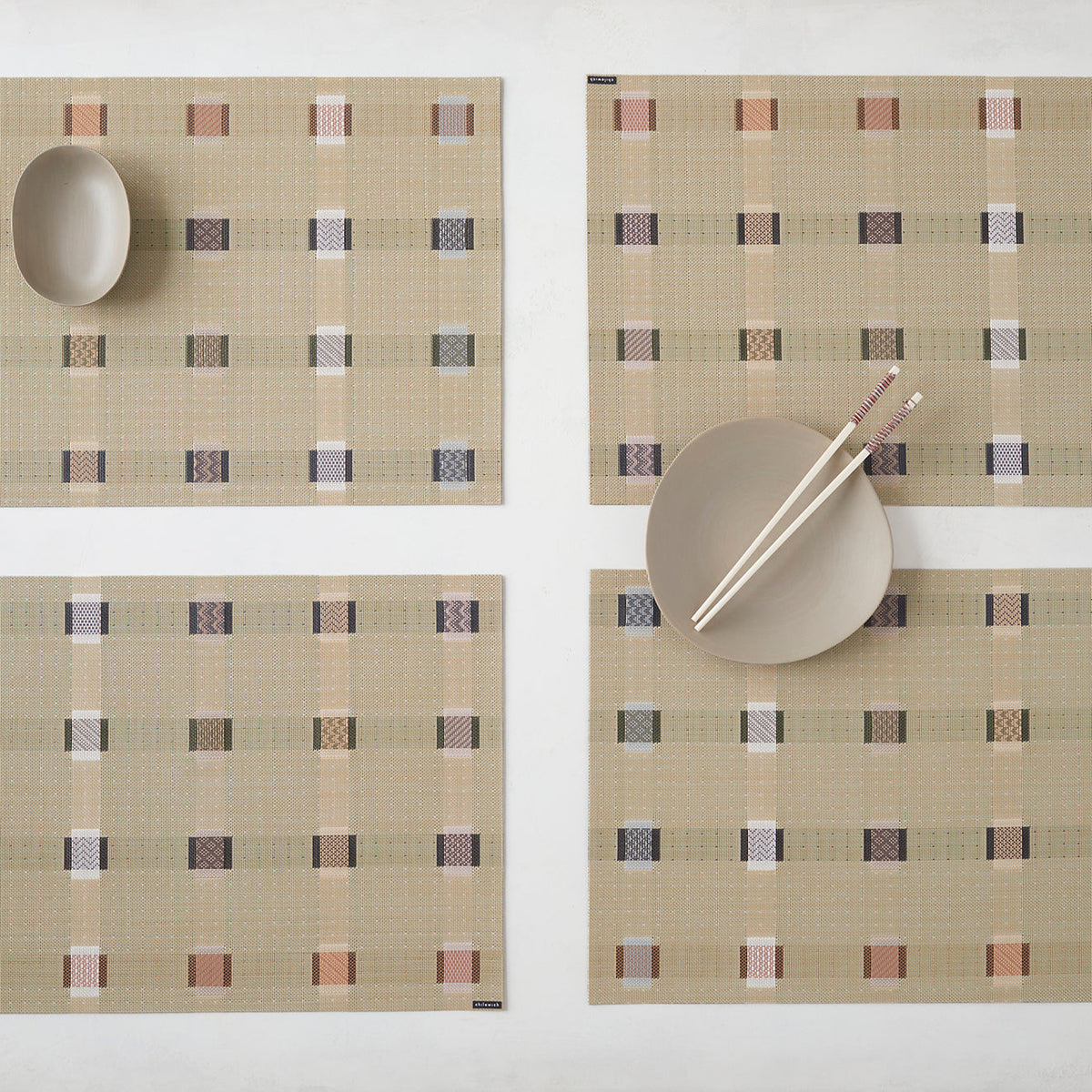 Chilewich Sampler placemat in Wheat, lifestyle detail