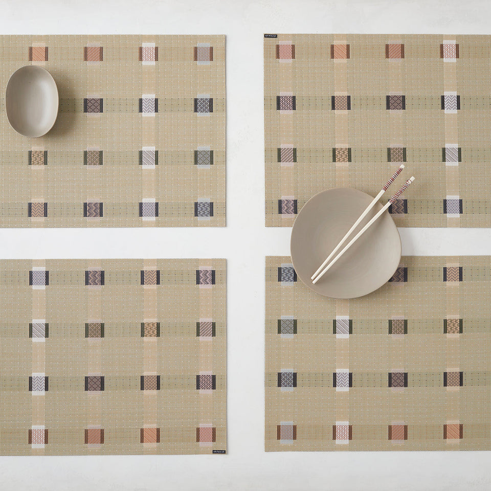 Chilewich Sampler placemat in Wheat, lifestyle detail