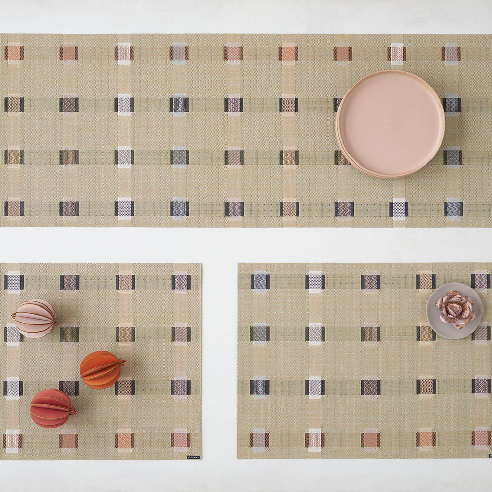 Chilewich Sampler placemat in Wheat, lifestyle detail