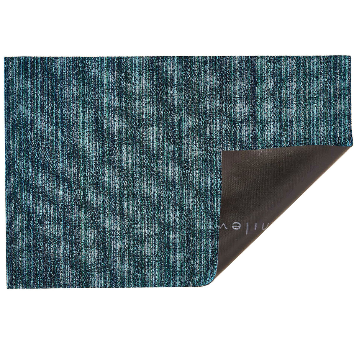 Turquoise Skinny Stripe Shag Mat by Chilewich