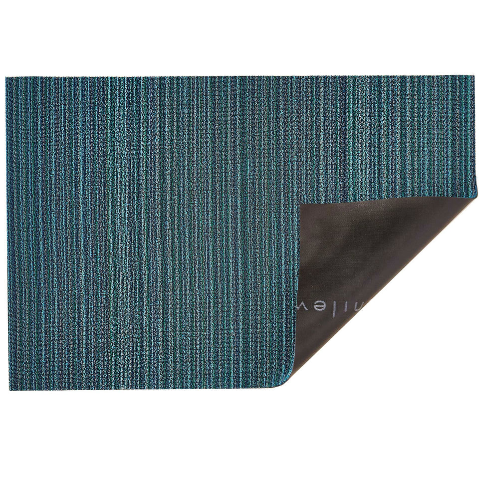 Turquoise Skinny Stripe Shag Mat by Chilewich