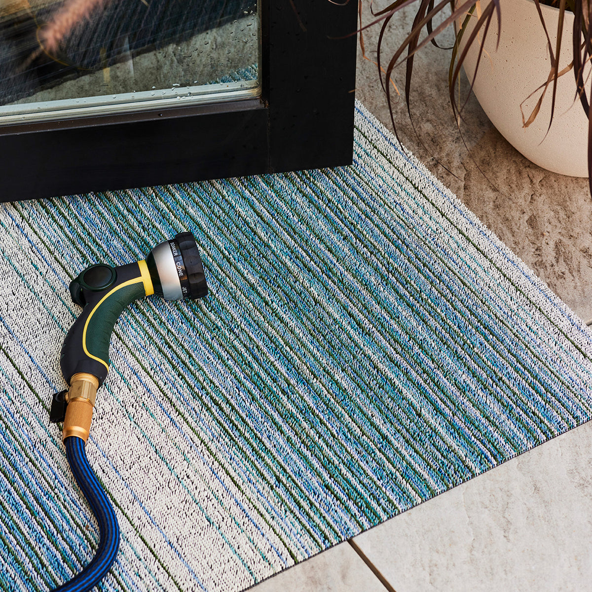Lagoon Fade Stripe Shag Mat by Chilewich