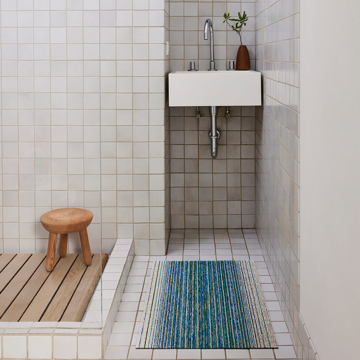 Lagoon Fade Stripe Shag Mat by Chilewich