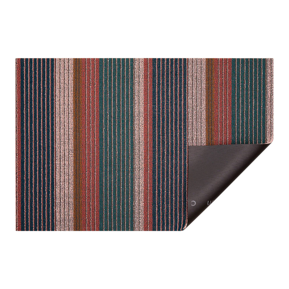 Raspberry Pleat Stripe Shag Mat by Chilewich