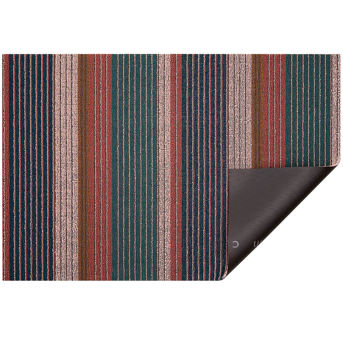 Raspberry Pleat Stripe Shag Mat by Chilewich