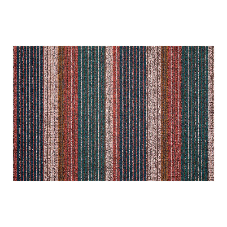 Raspberry Pleat Stripe Shag Mat by Chilewich