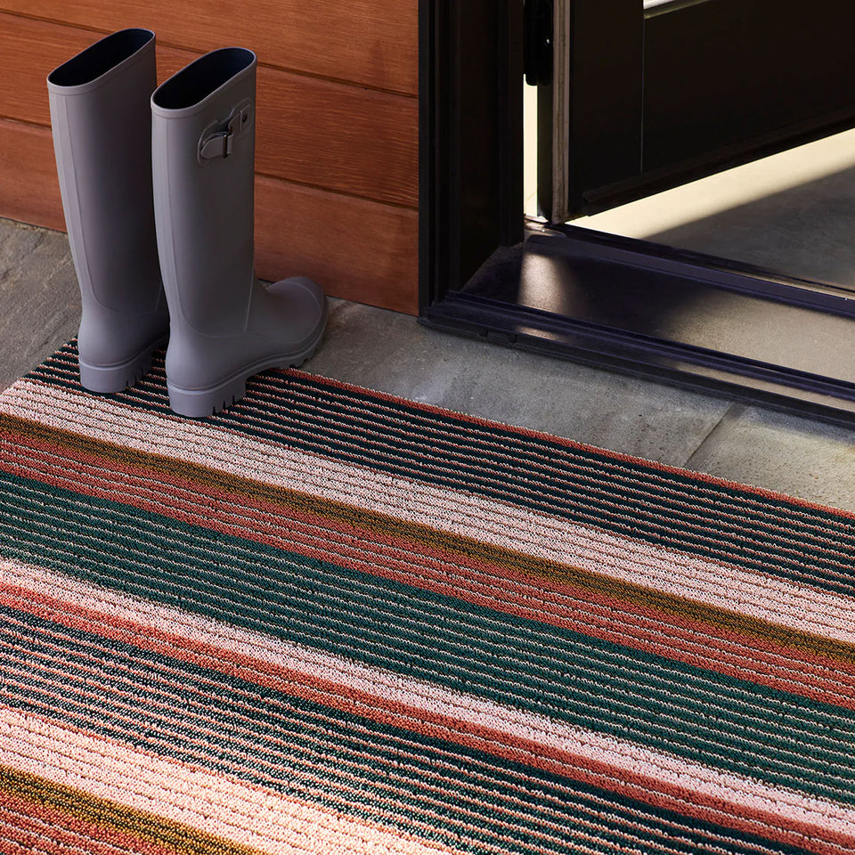 Raspberry Pleat Stripe Shag Mat by Chilewich