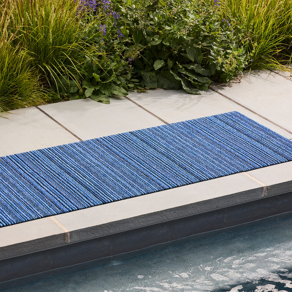 Ocean Skinny Stripe Shag Mat by Chilewich
