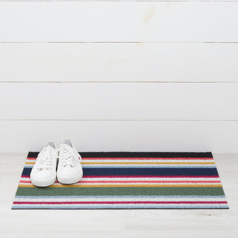 Petunia Shuffle Stripe Shag Mat by Chilewich — 18 by 28 inch doormat