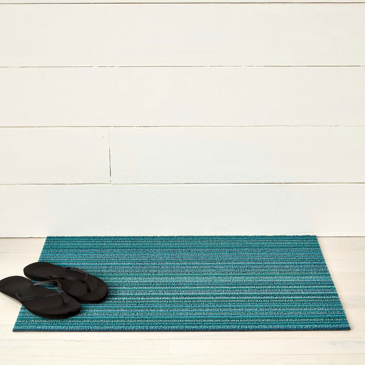 Turquoise Skinny Stripe Shag Mat by Chilewich — Doormat 18"x28"