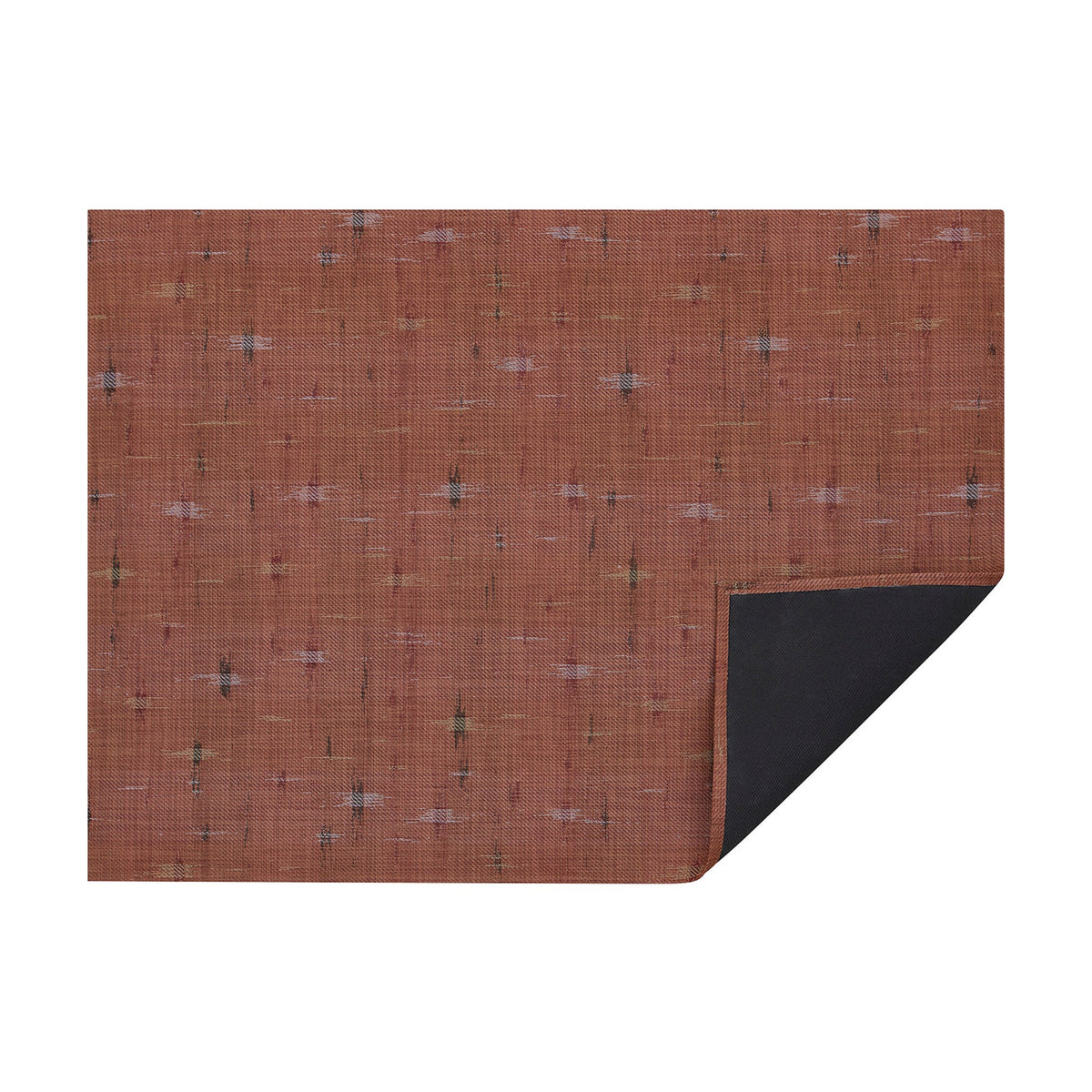 Cider Spark woven floor mat by Chilewich, horizontal folded-corner view
