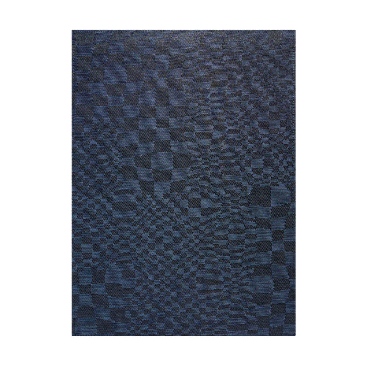 Warp / Ocean woven floor mat by Chilewich, studio view