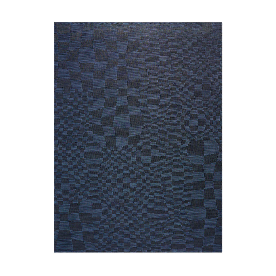 Warp / Ocean woven floor mat by Chilewich, studio view