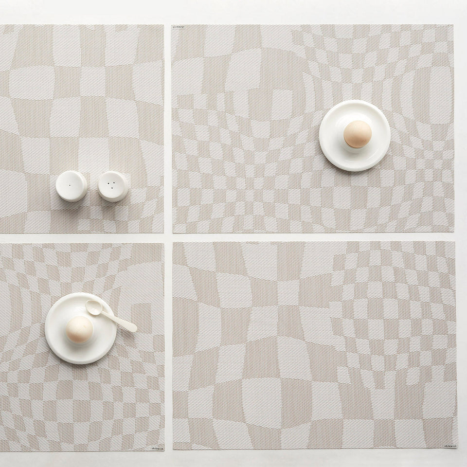 Chilewich Warp placemat in Sand, lifestyle detail
