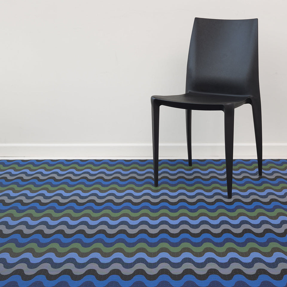 Wiggle / Deep Sea woven floor mat by Chilewich, interior setting