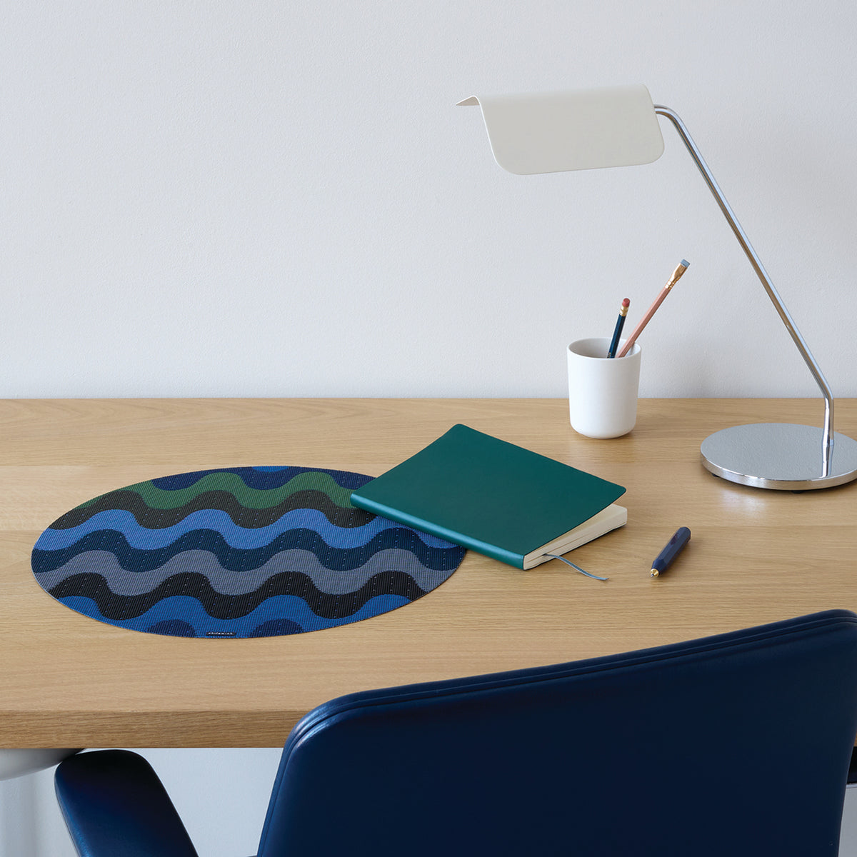 Chilewich Wiggle in Deep Sea, shown in a styled table setting