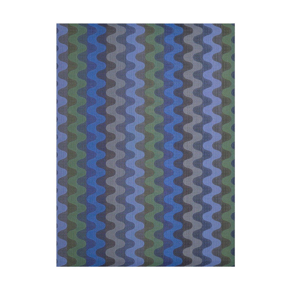 Wiggle / Deep Sea woven floor mat by Chilewich, studio view