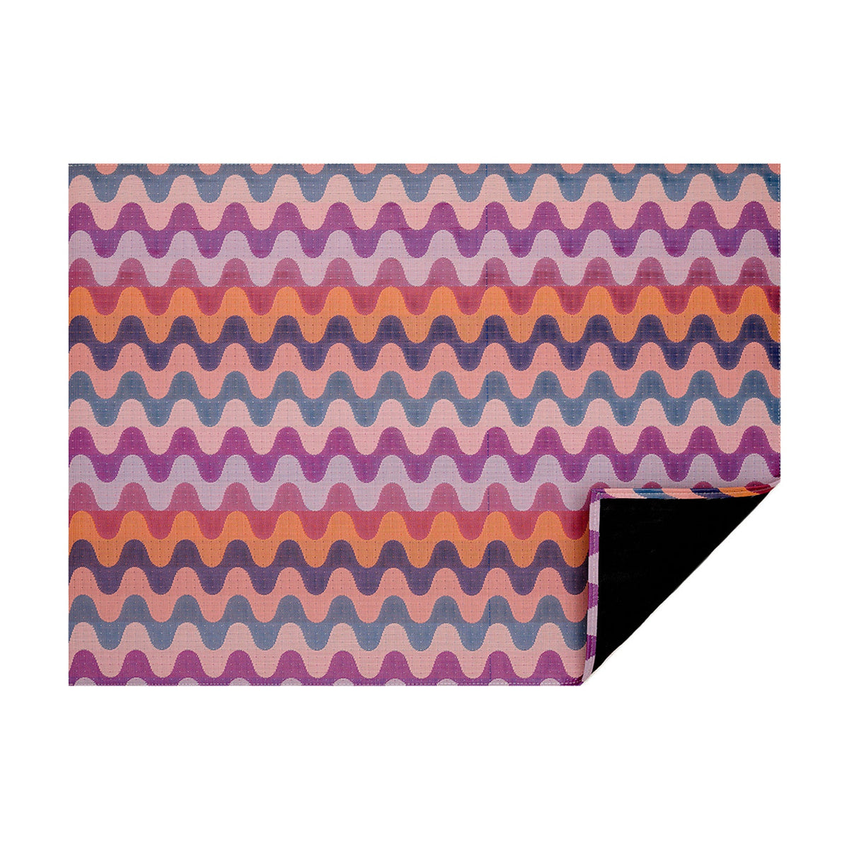 Heatwave Wiggle woven floor mat by Chilewich, horizontal folded-corner view