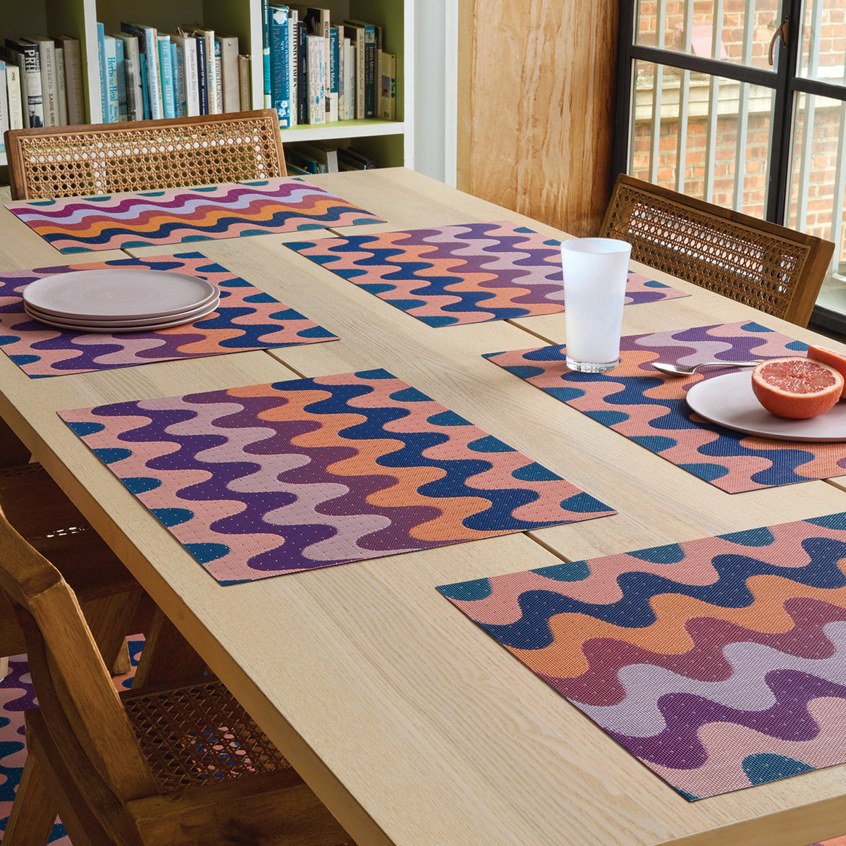 Chilewich Wiggle in Heatwave, shown in a styled table setting