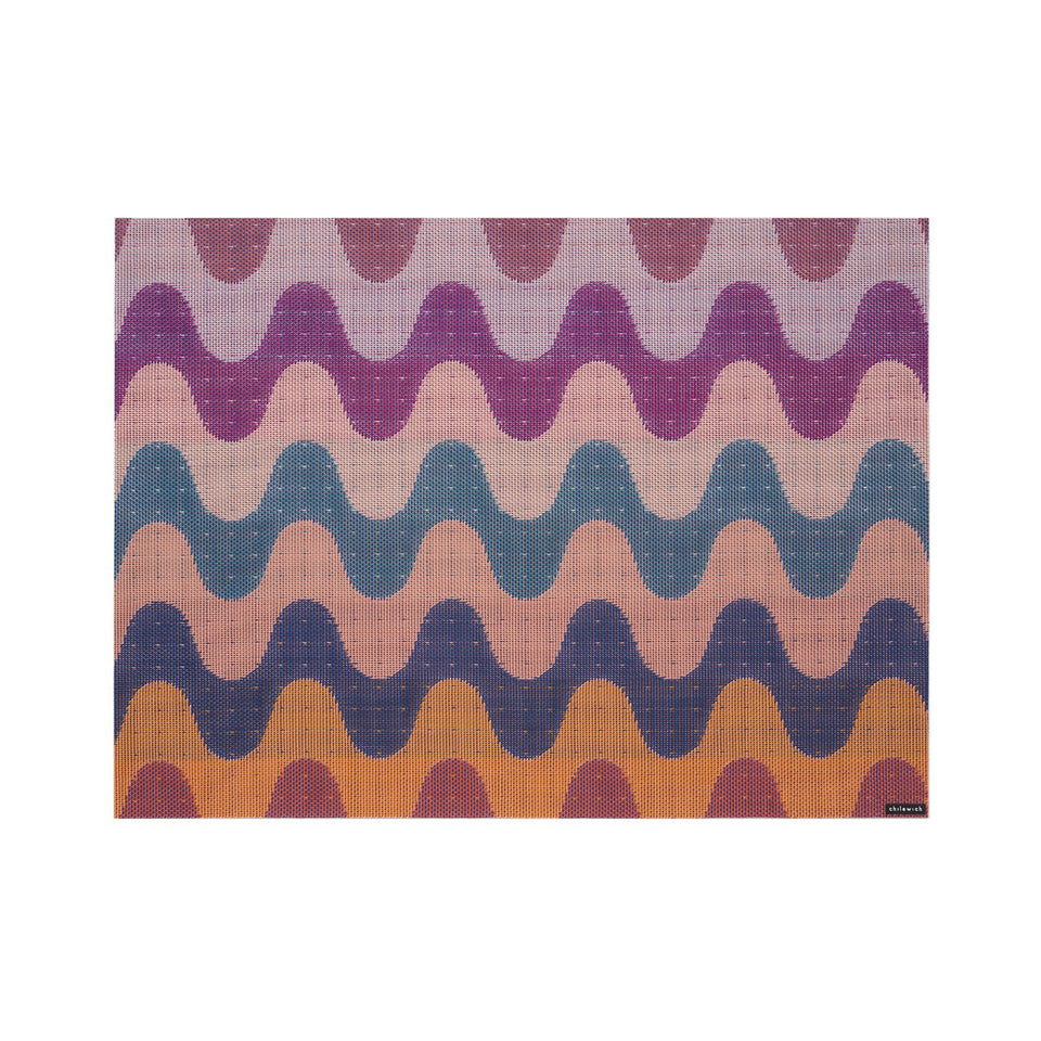 Chilewich Wiggle rectangle placemat in Heatwave, viewed from above on a white background