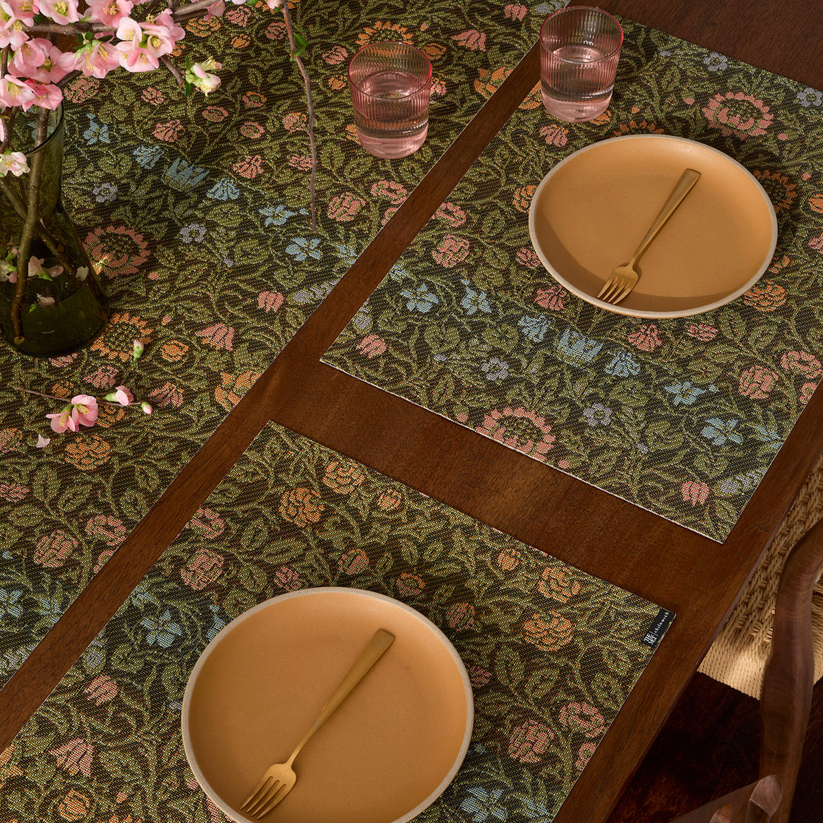 Chilewich William Morris placemat in Dark Multi, lifestyle detail